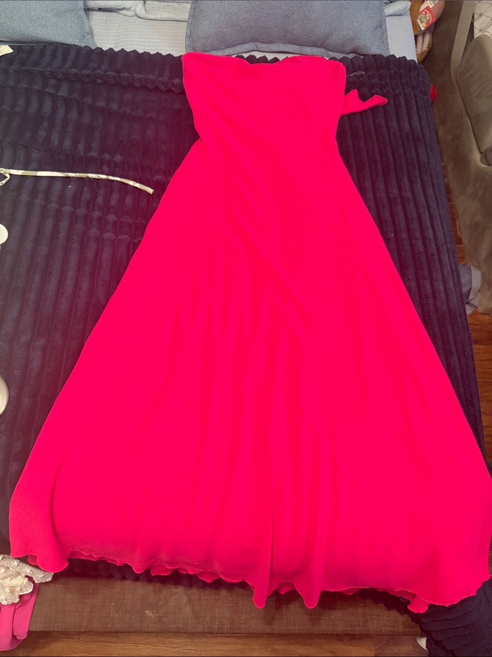Strapless Fuchsia A-Line Evening Dress